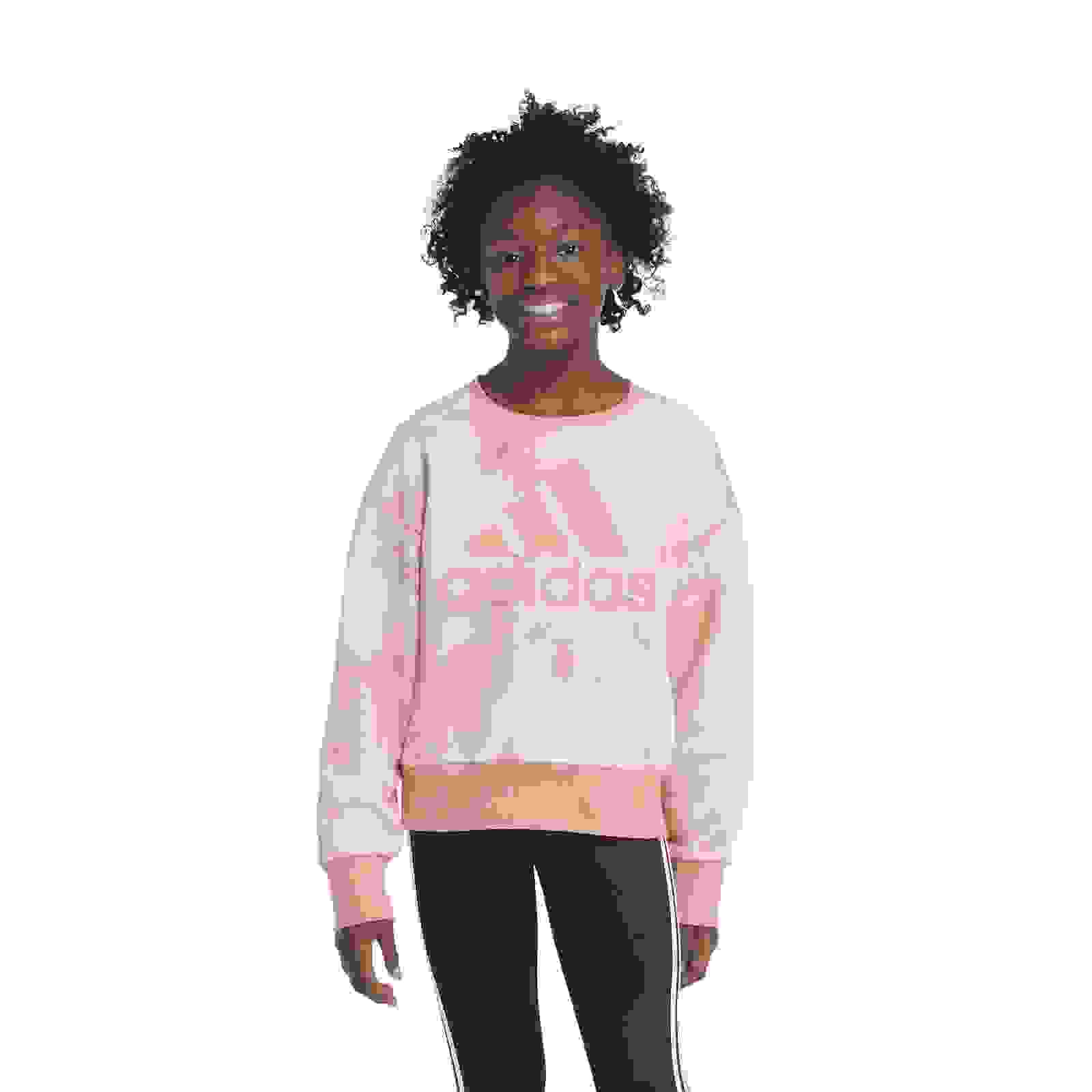 adidas Printed Crewneck Fleece Big Girls' Pink Pullover
